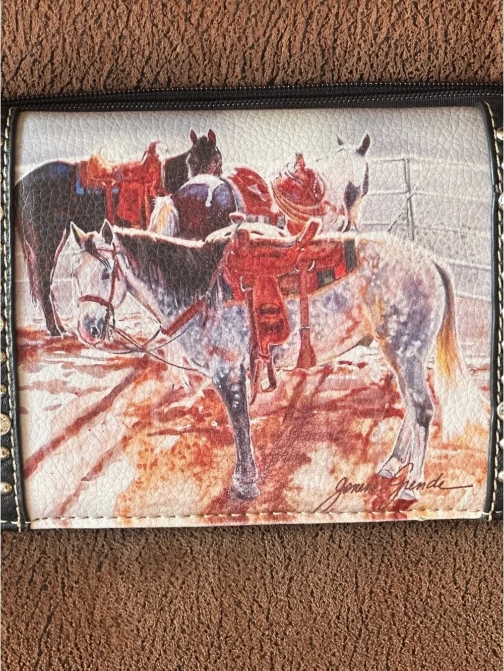 Montana West Western Graphic Horse Zipper Wallet Clutch - Good Condition